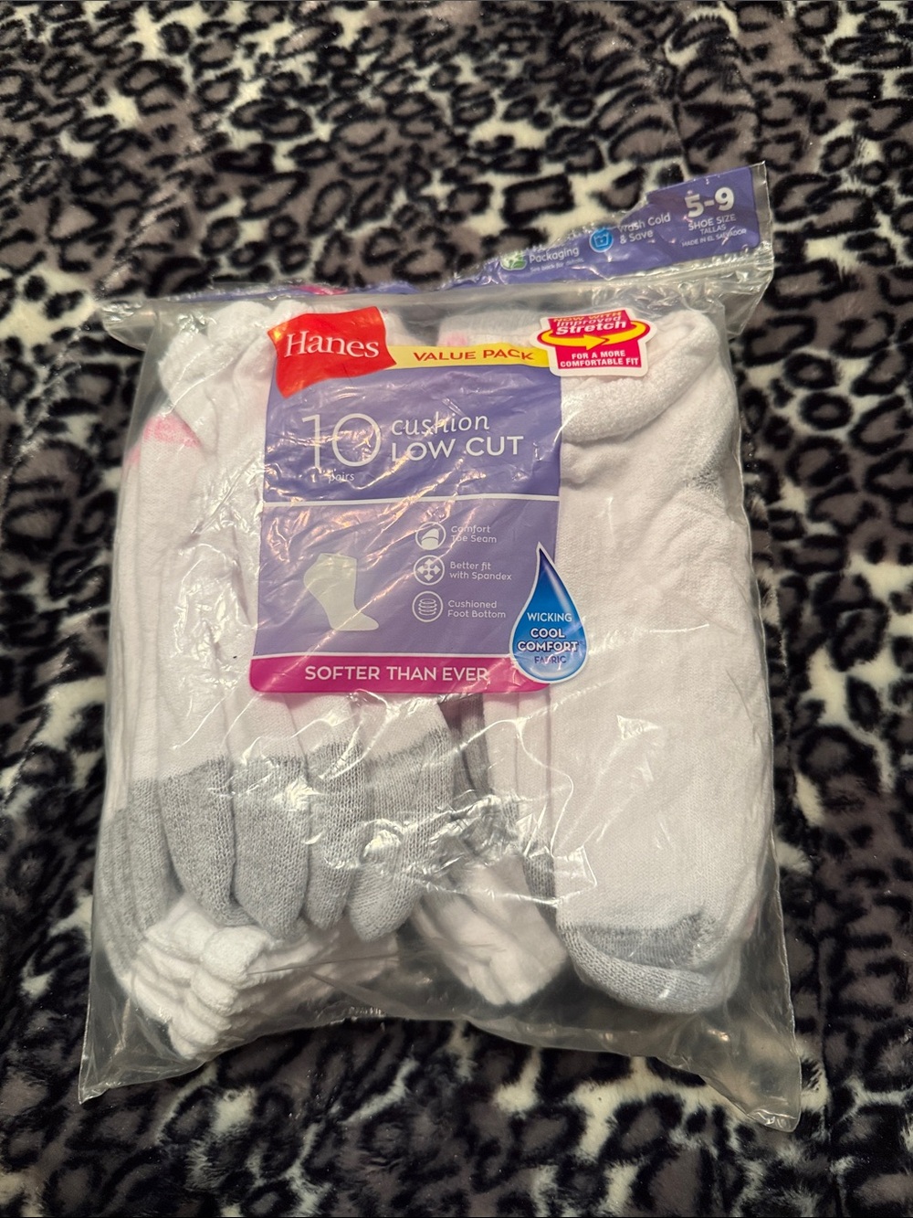 Hanes White Low Cut Cushion Socks with Gray Accents - Value Pack